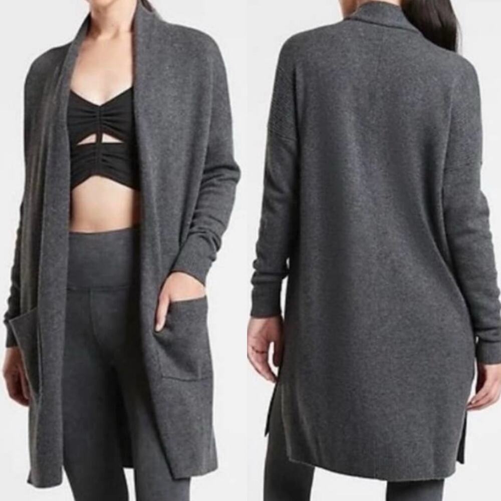 Athleta Wool Cashmere Spirit Cardigan Sweater in Gray Size XS